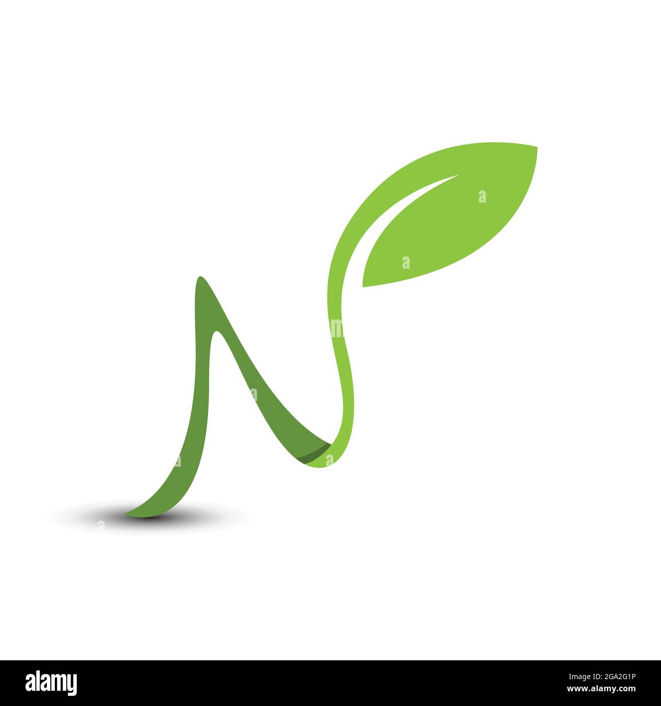 Anfangsbuchstabe n natürliches Blatt Umwelt Logo Vektorbild. Grünes Blatt mit modernen Initialen für natürliche Logos und Landschaften Stock Vektor