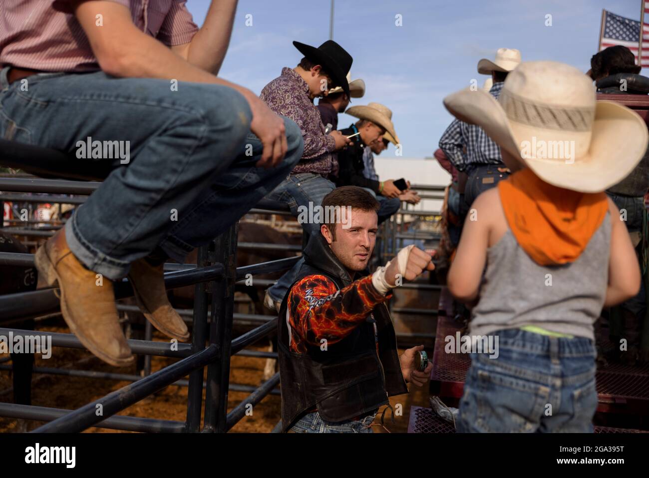 3. Juli 2021; Bloomington, Indiana: 3 Bar J Rodeo, 2. Juli auf der Monroe County Fair. (Foto von Jeremy Hogan/The Bloomingtonian) Stockfoto