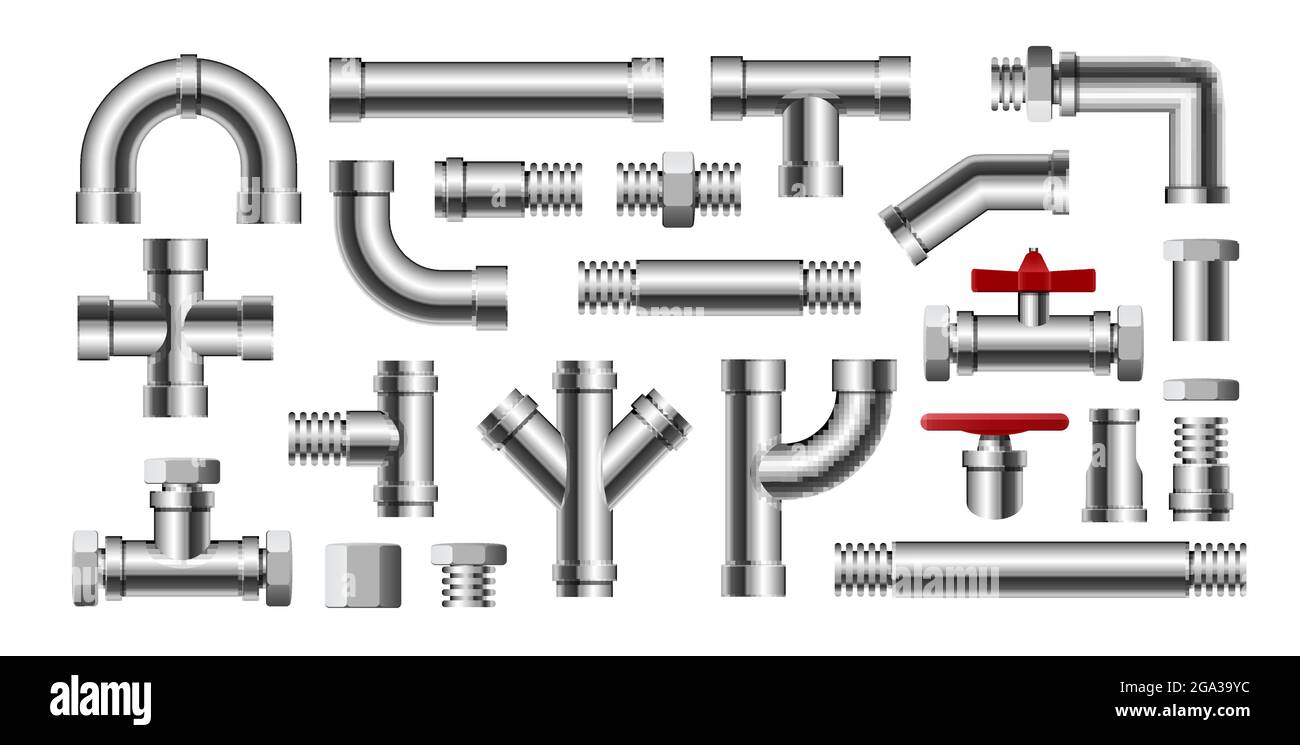 Isolierte Rohrleitung mit Wasseranschluss aus Metall. Wasserrohr Fabrik  Stahlbau Sanitär Stock-Vektorgrafik - Alamy