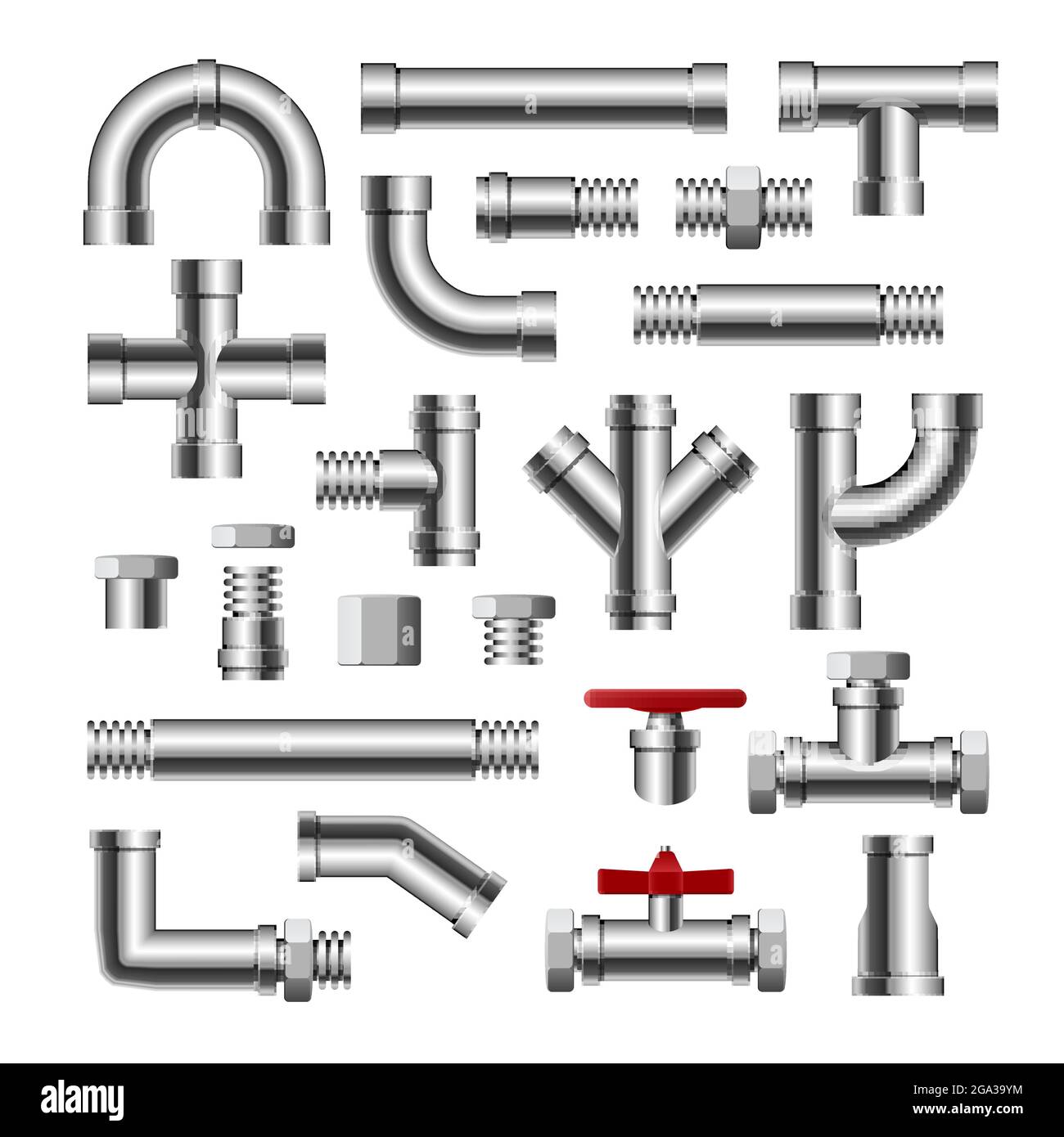 Isolierte Rohrleitung mit Wasseranschluss aus Metall. Wasserrohr Fabrik  Stahlbau Sanitär Stock-Vektorgrafik - Alamy