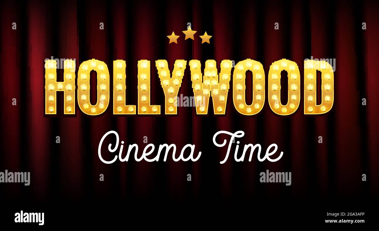 Hollywood Zeichen Postkarte Kalifornien Illustration Designfilm Mit Vintage Hollywood Kino Logo Stock Vektorgrafik Alamy