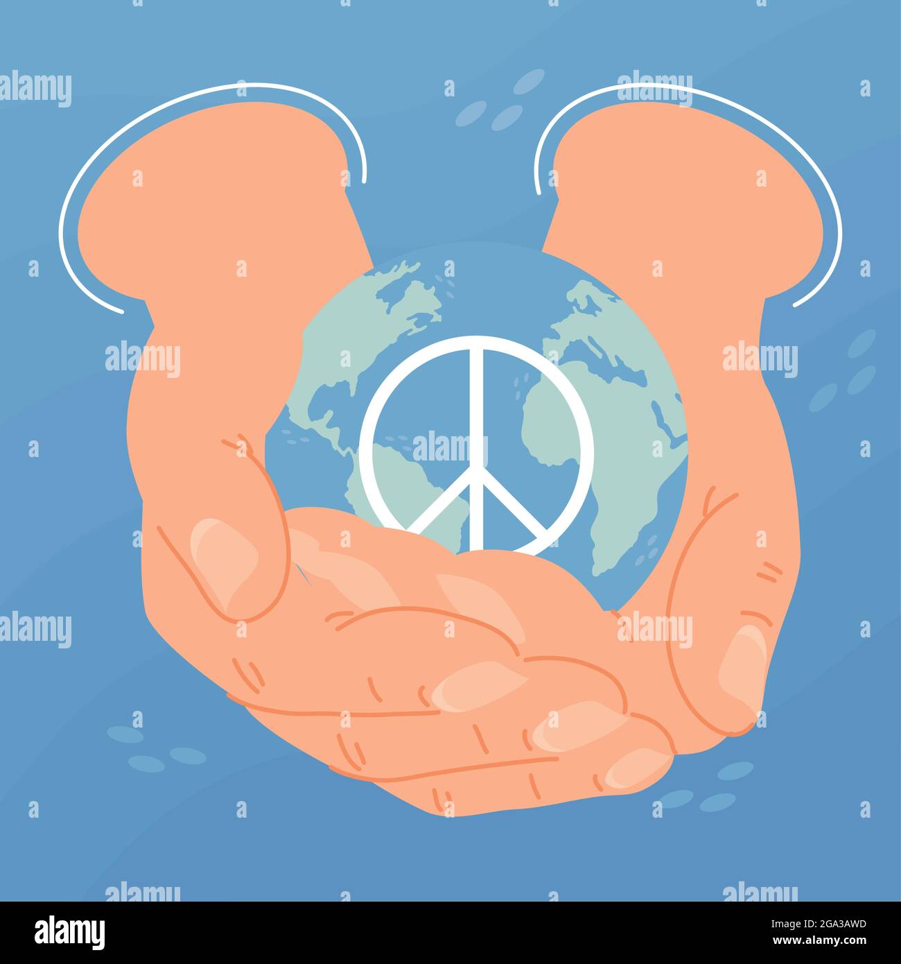 Tag des Friedens Hände heben Welt Stock Vektor