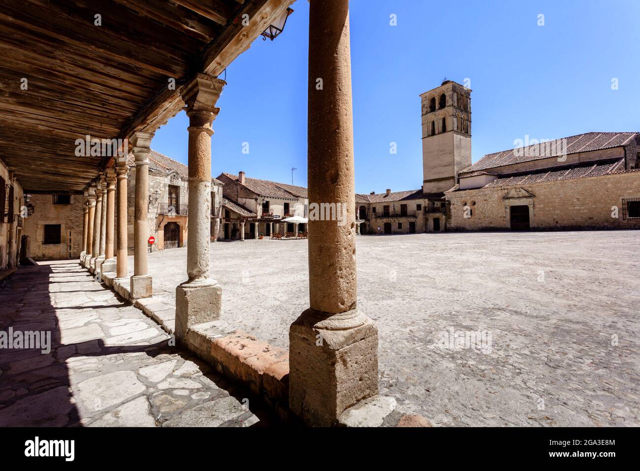 Hauptplatz von Pedraza. Segovia. Spanien Stockfoto