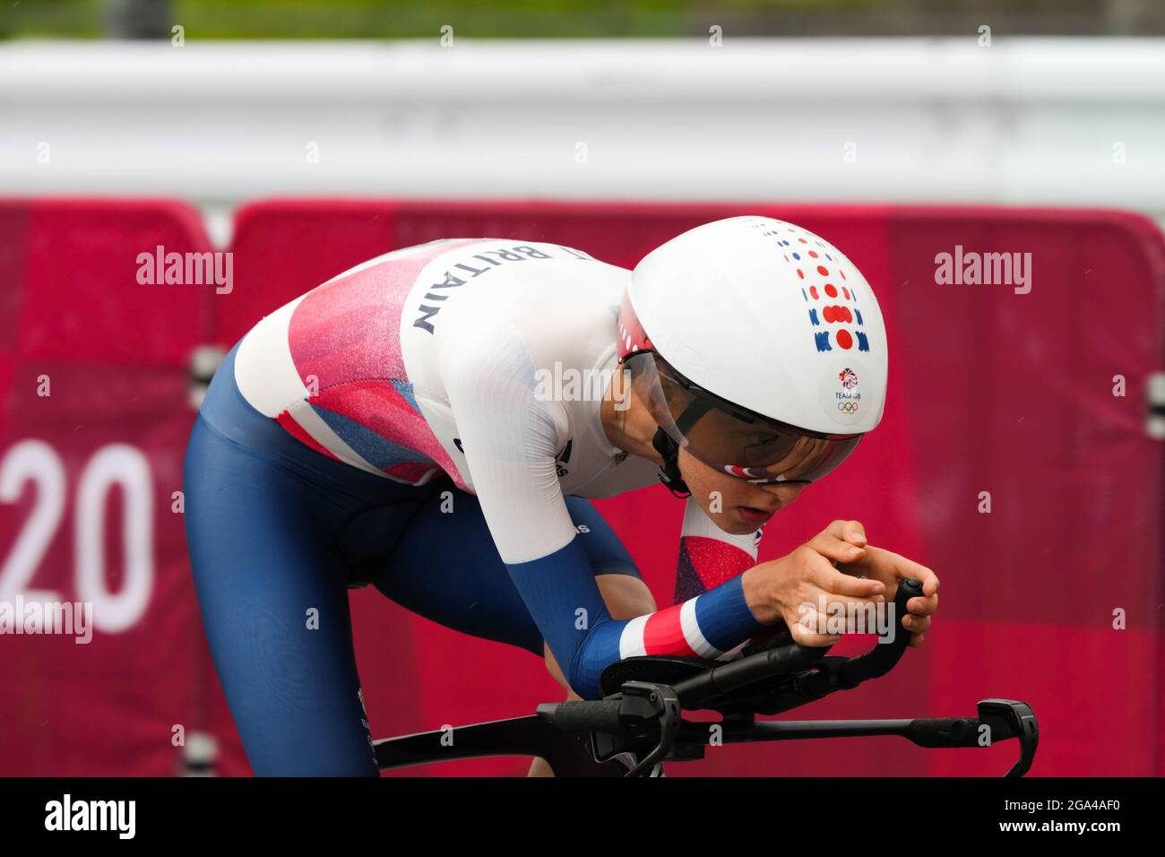 Shizuoka, Japan. Juli 2021. Anna Shackley (GBR) Radfahren : Einzelzeitfahren der Frauen während der Olympischen Spiele 2020 in Tokio auf dem Fuji International Speedway in Shizuoka, Japan. Quelle: Shutaro Mochizuki/AFLO/Alamy Live News Stockfoto