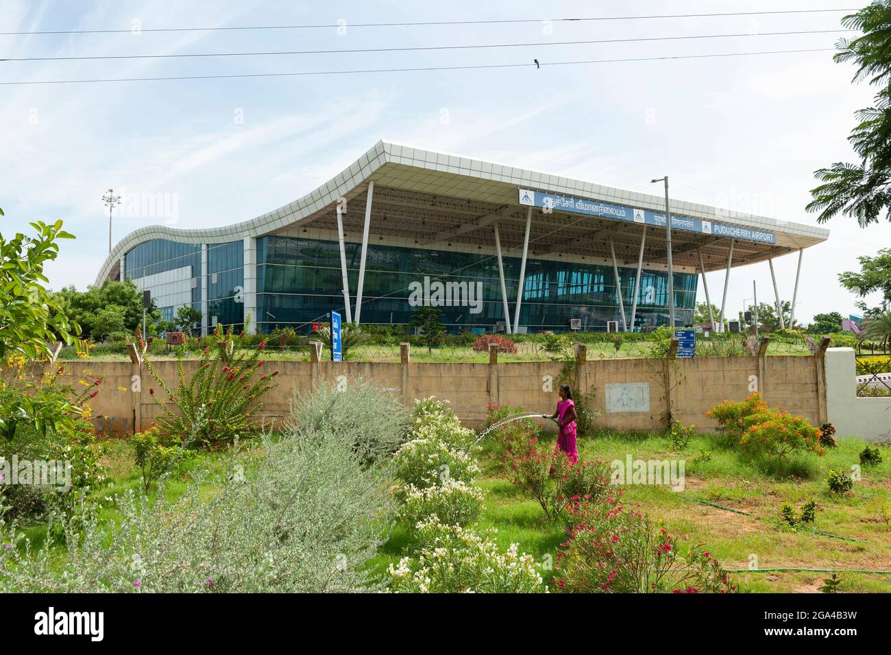 PONDICHERRY, INDIEN - Juli 2021: Der Flughafen von Pondicherry Stockfoto