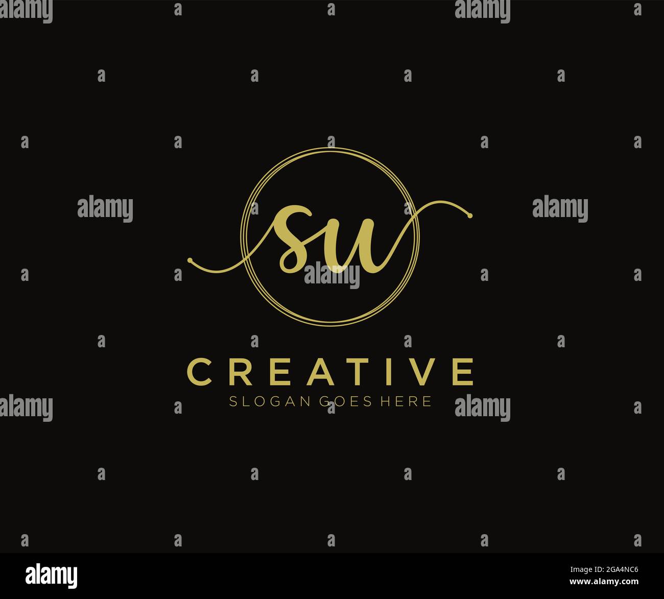 SU feminine Logo Schönheit Monogramm und elegantes Logo-Design, Handschrift Logo der ursprünglichen Signatur, Hochzeit, Mode, Blumen und botanischen mit kreativen Stock Vektor