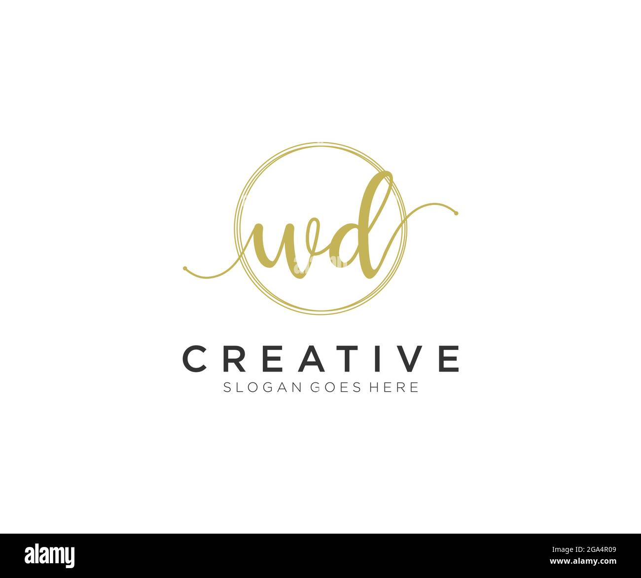 WD feminine Logo Schönheit Monogramm und eleganten Logo-Design, Handschrift Logo der ursprünglichen Signatur, Hochzeit, Mode, Blumen und botanischen mit kreativen Stock Vektor