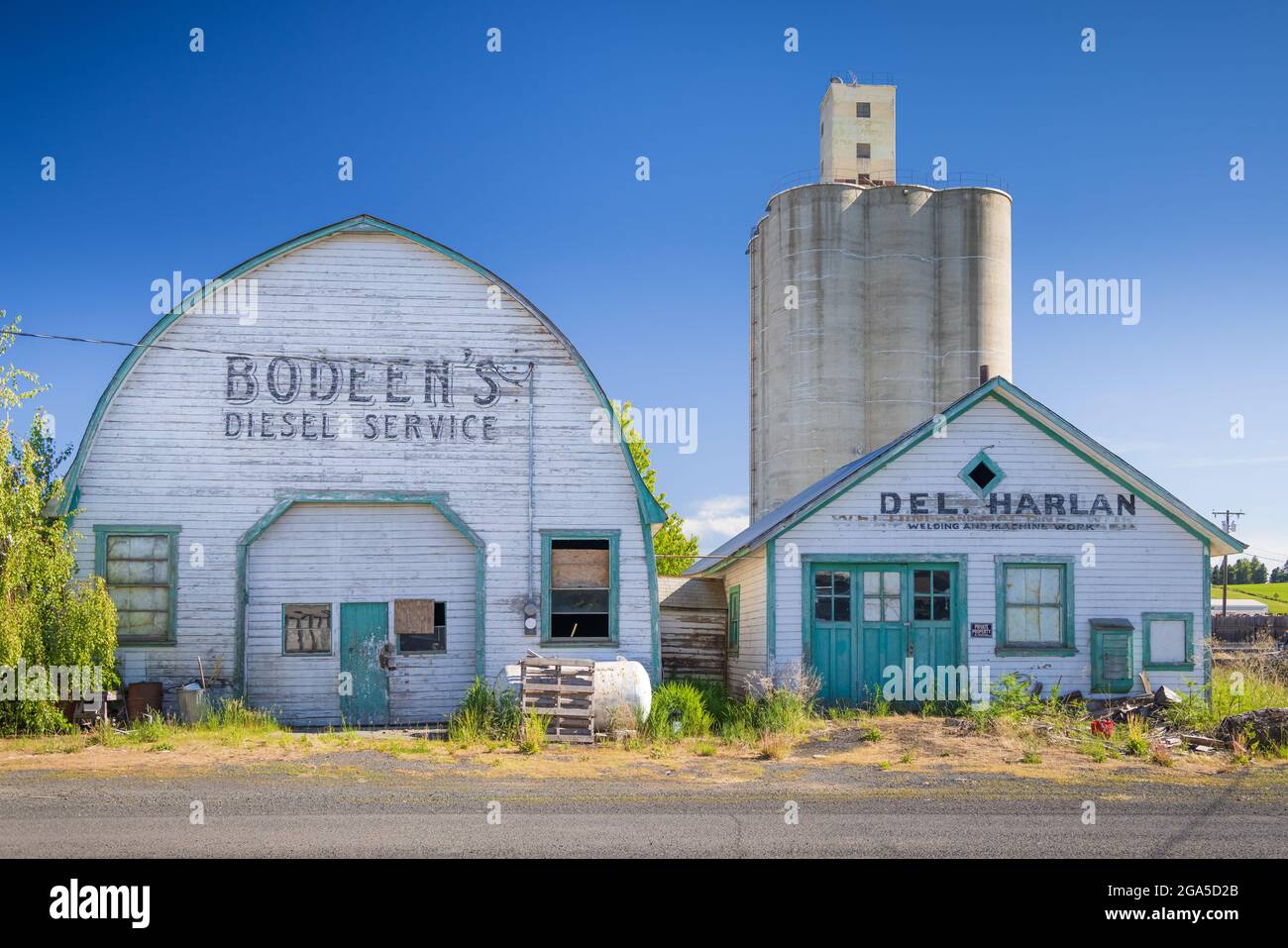 Alte Geschäftsgebäude in Garfield im landwirtschaftlichen Palouse-Gebiet im Osten des Staates Washington. Stockfoto