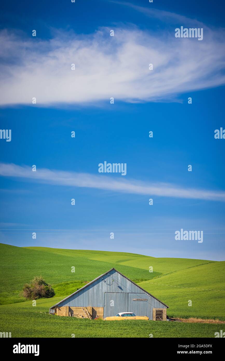 Altes Scheunengebäude im landwirtschaftlichen Palouse-Gebiet im Osten des Staates Washington. Der Palouse ist eine Region im Nordwesten der Vereinigten Staaten, encompassin Stockfoto