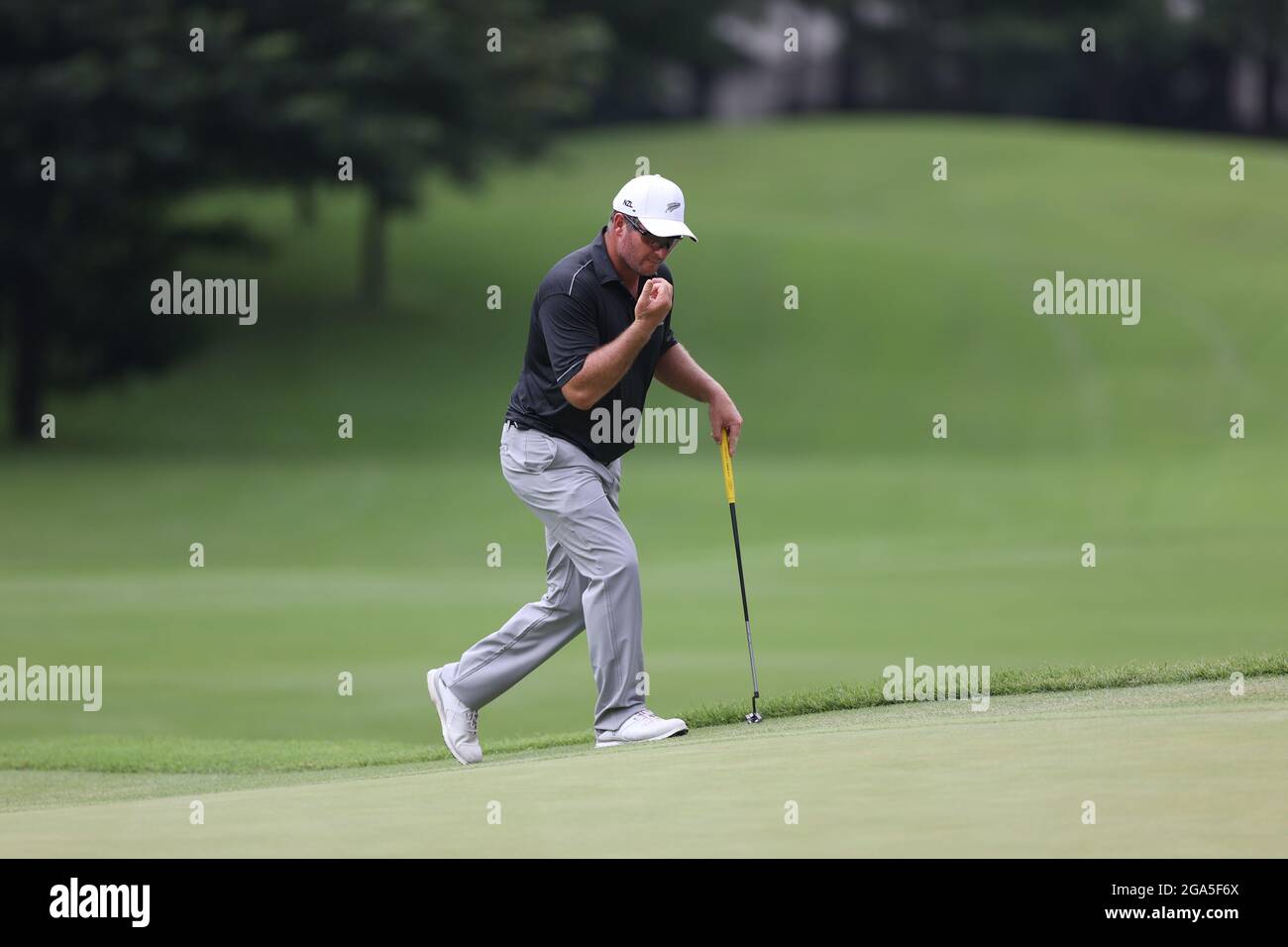 Saitama, Japan. Juli 2021. Ryan Fox aus Neuseeland tritt während der Tokyo 2020 Men's Individual Stroke Play Runde of Golf in Saitama, Japan, am 29. Juli 2021 an. Quelle: Zheng Huansong/Xinhua/Alamy Live News Stockfoto