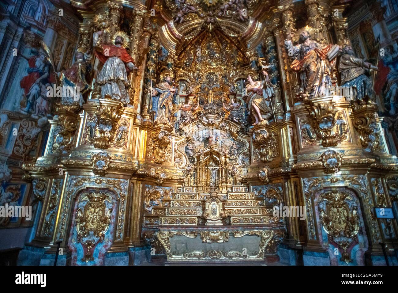 Barockes Altarbild des Wunderheiligtums, Riner, Katalonien, Spanien. In der Kapelle von Santísimo wurde das Renaissance-Altarbild aus dem Jahr 1530 errichtet Stockfoto