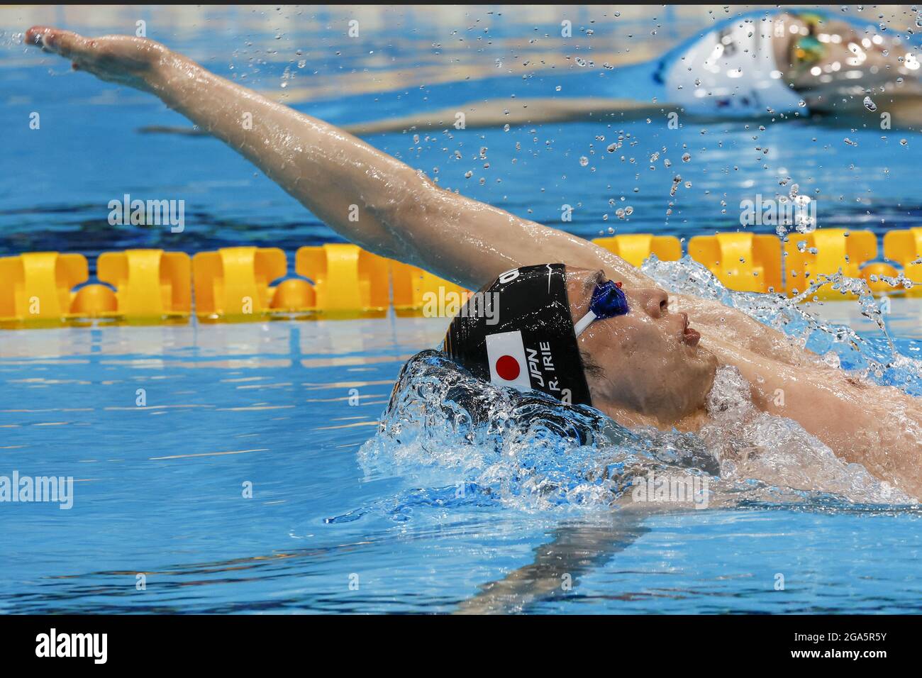 Tokio, Japan. Juli 2021. Ryosuke Irie aus Japan tritt am Donnerstag, dem 29. Juli 2021, beim 200-m-Rückenschlag für Männer im Tokyo Aquatics Center bei den Olympischen Sommerspielen in Tokio, Japan, an. Foto von Tasos Katopodis/UPI. Kredit: UPI/Alamy Live Nachrichten Stockfoto