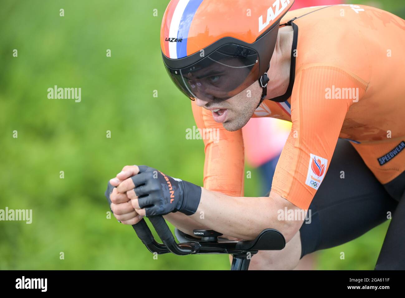 Oyama, Japan. Juli 2021. Radfahren: Olympiade, Oyama, Männer, Einzelzeitfahren auf dem Fuji International Speedway. Tom Dumoulin aus den Niederlanden. Quelle: Sebastian Gollnow/dpa/Alamy Live News Stockfoto