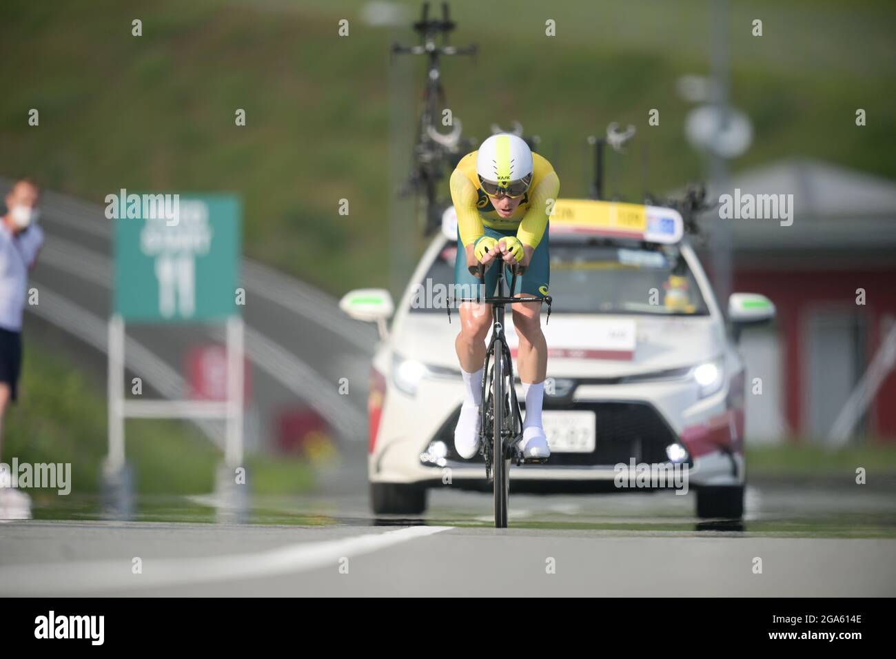 Oyama, Japan. Juli 2021. Radfahren: Olympiade, Oyama, Männer, Einzelzeitfahren auf dem Fuji International Speedway. Rohan Dennis aus Australien. Quelle: Sebastian Gollnow/dpa/Alamy Live News Stockfoto