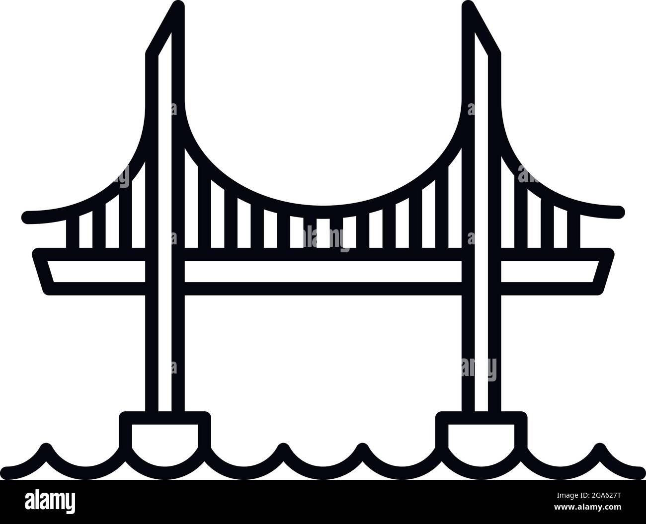 Symbol für hohe Brücke. Umriss hohe Brücke Vektor-Symbol für Web-Design isoliert auf weißem Hintergrund Stock Vektor