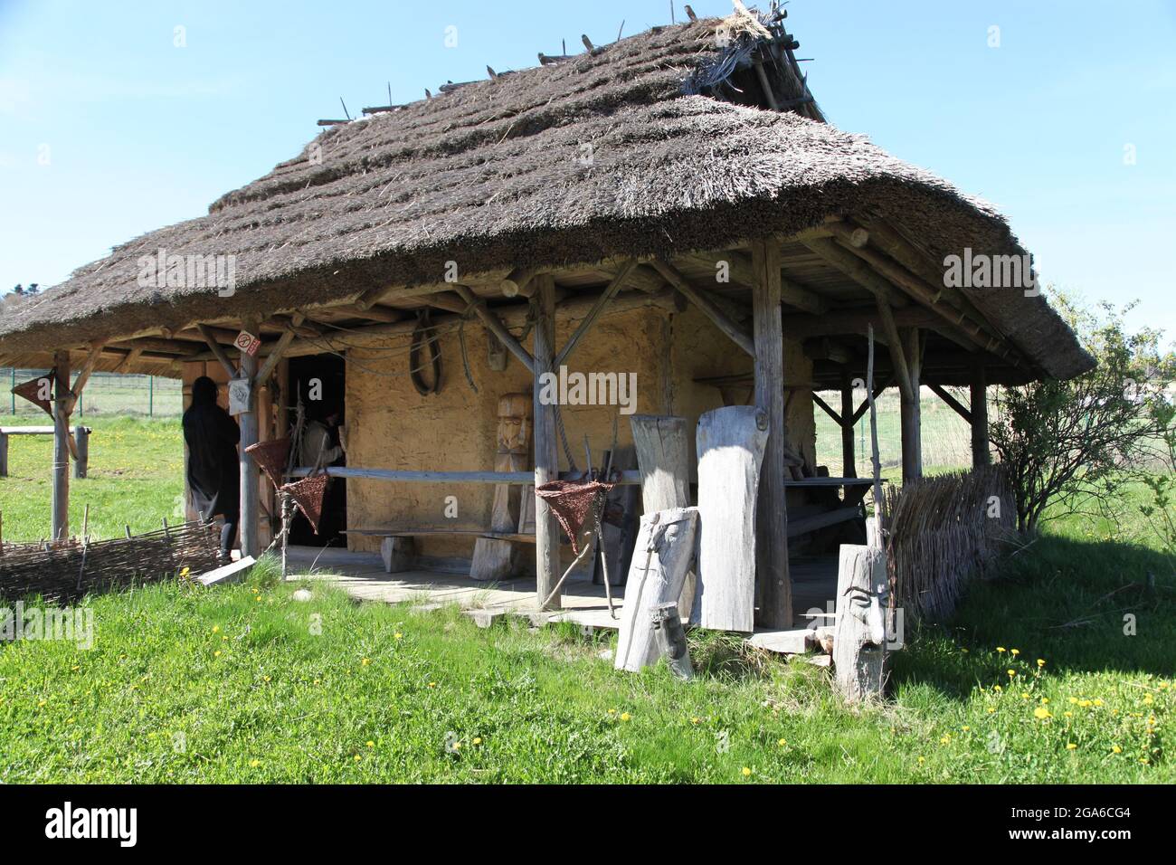 Landhaus, Freilichtmuseum in Huta Szklana, swietokrzyskie, Polen, Interieur eines Landhauses, ländliche Architektur, Huta Szklana, Stockfoto