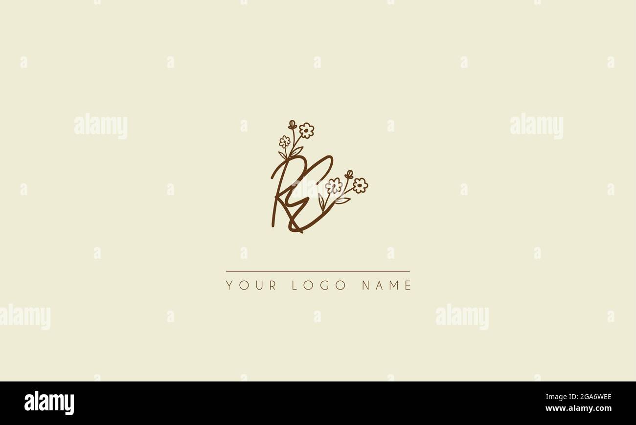 Initial Letter RE oder er Unterschrift handschriftliche Hochzeit botanischen floral Symbol Logo Vektor Design Illustration Stock Vektor