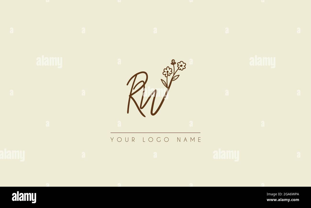 Initial Letter RW oder WR Signature handschriftliche Hochzeit botanischen floralen Symbol Logo Vektor-Design-Illustration Stock Vektor