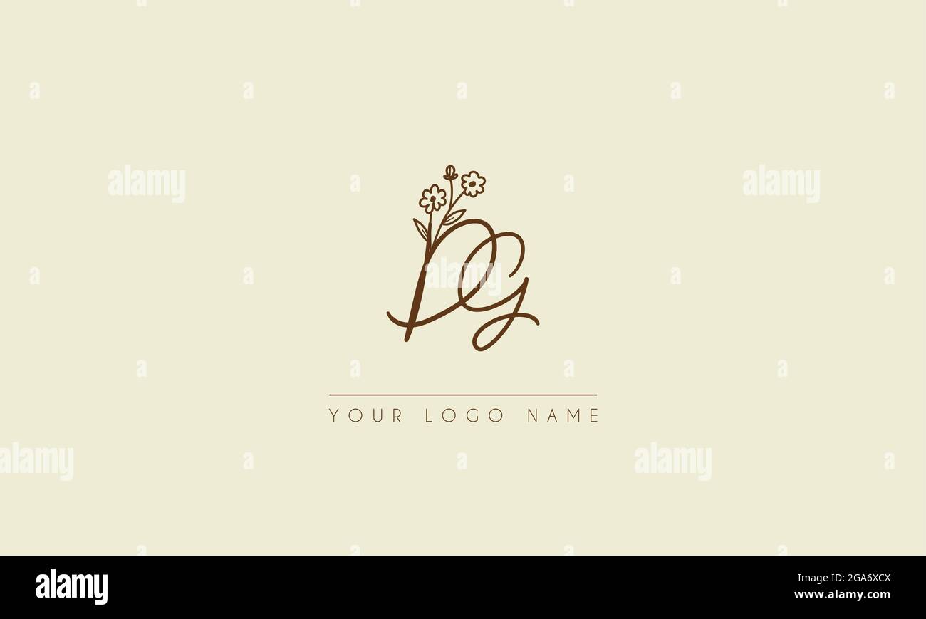 Anfangsbuchstabe DG oder GD Unterschrift handschriftliche Hochzeit botanischen floralen Symbol Logo Vektor Design Illustration Stock Vektor