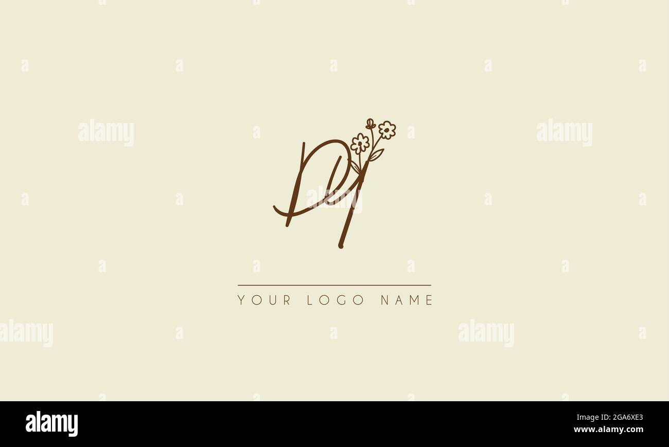 Anfangsbuchstabe DY oder YD Unterschrift handschriftliche Hochzeit botanischen floralen Symbol Logo Vektor Design Illustration Stock Vektor