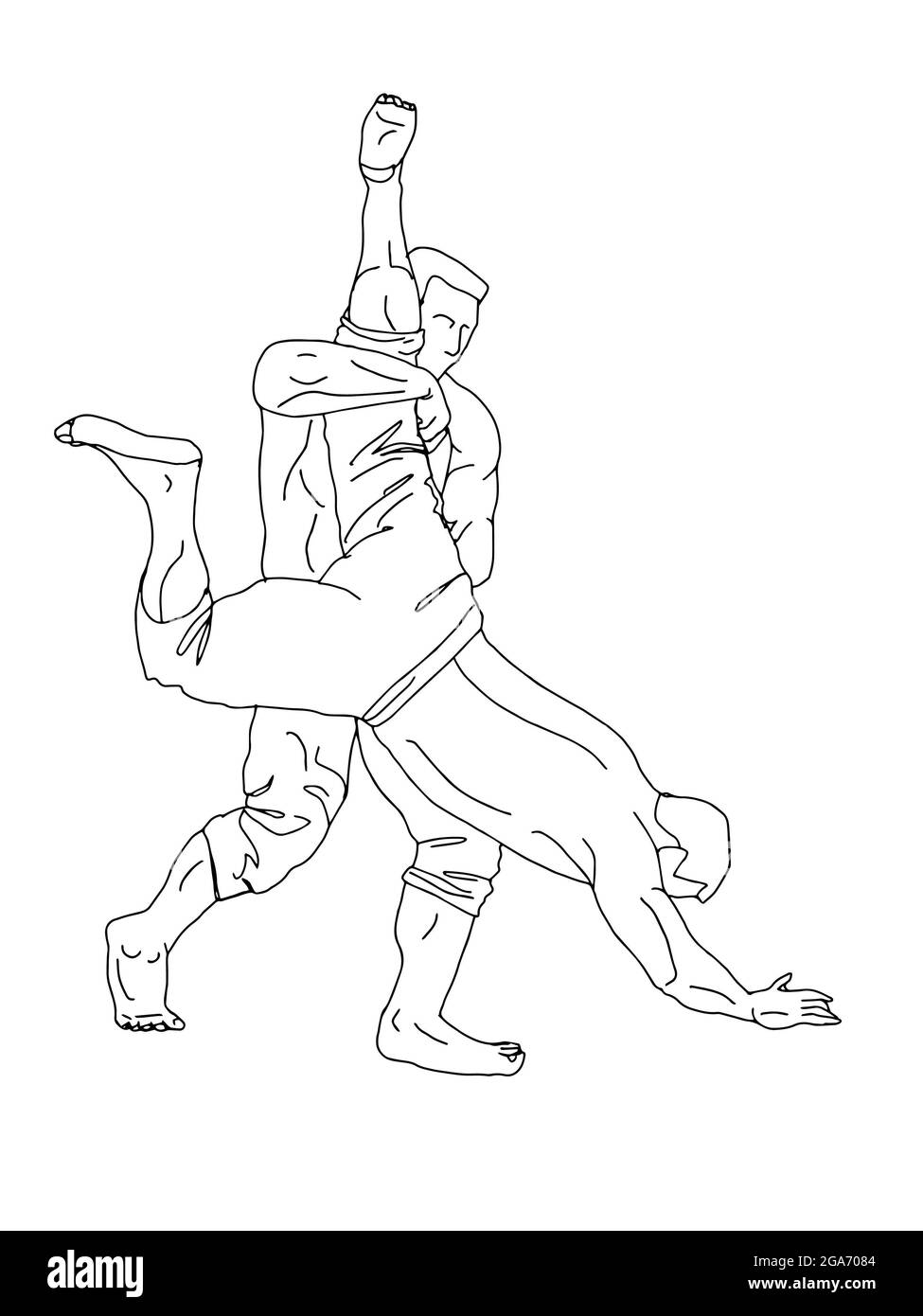 olimpic Öl Wrestler auf dem Gras Cartoon-Illustration Stockfoto