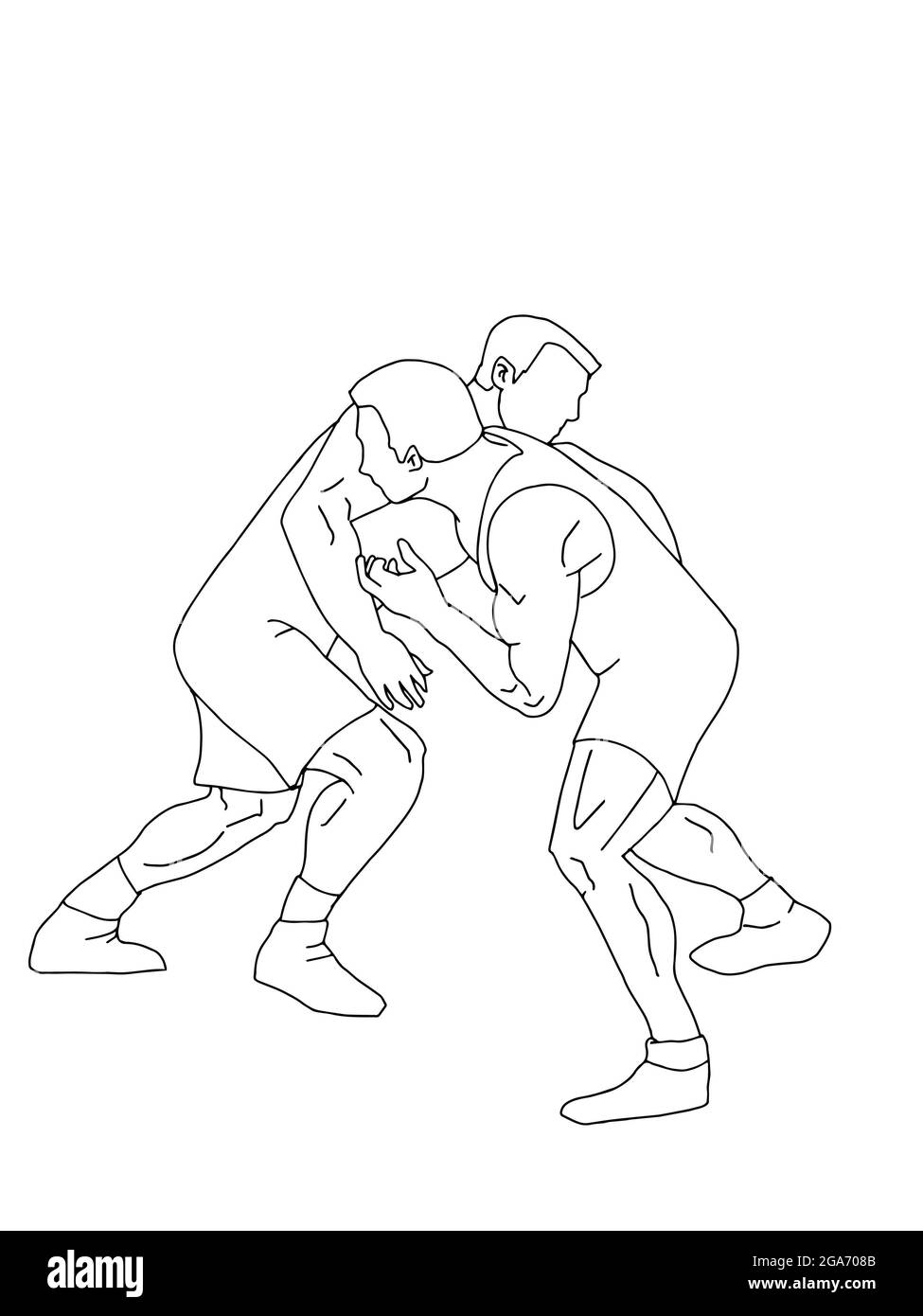 Olimpic Wrestler Cartoon Illustration Stockfoto