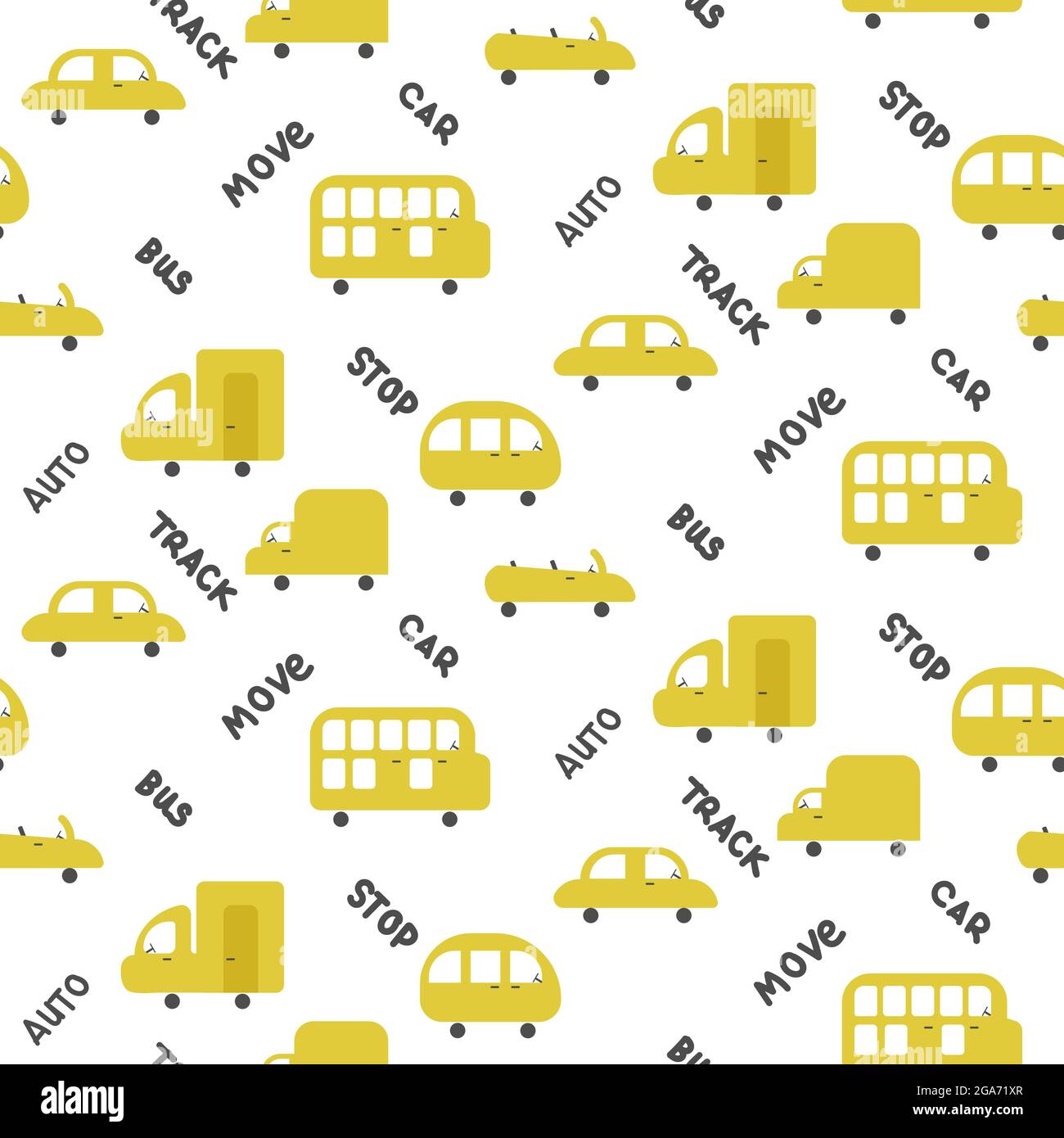 Nahtlose gelbe Autos Muster isoliert Vektor-Illustration Stock Vektor