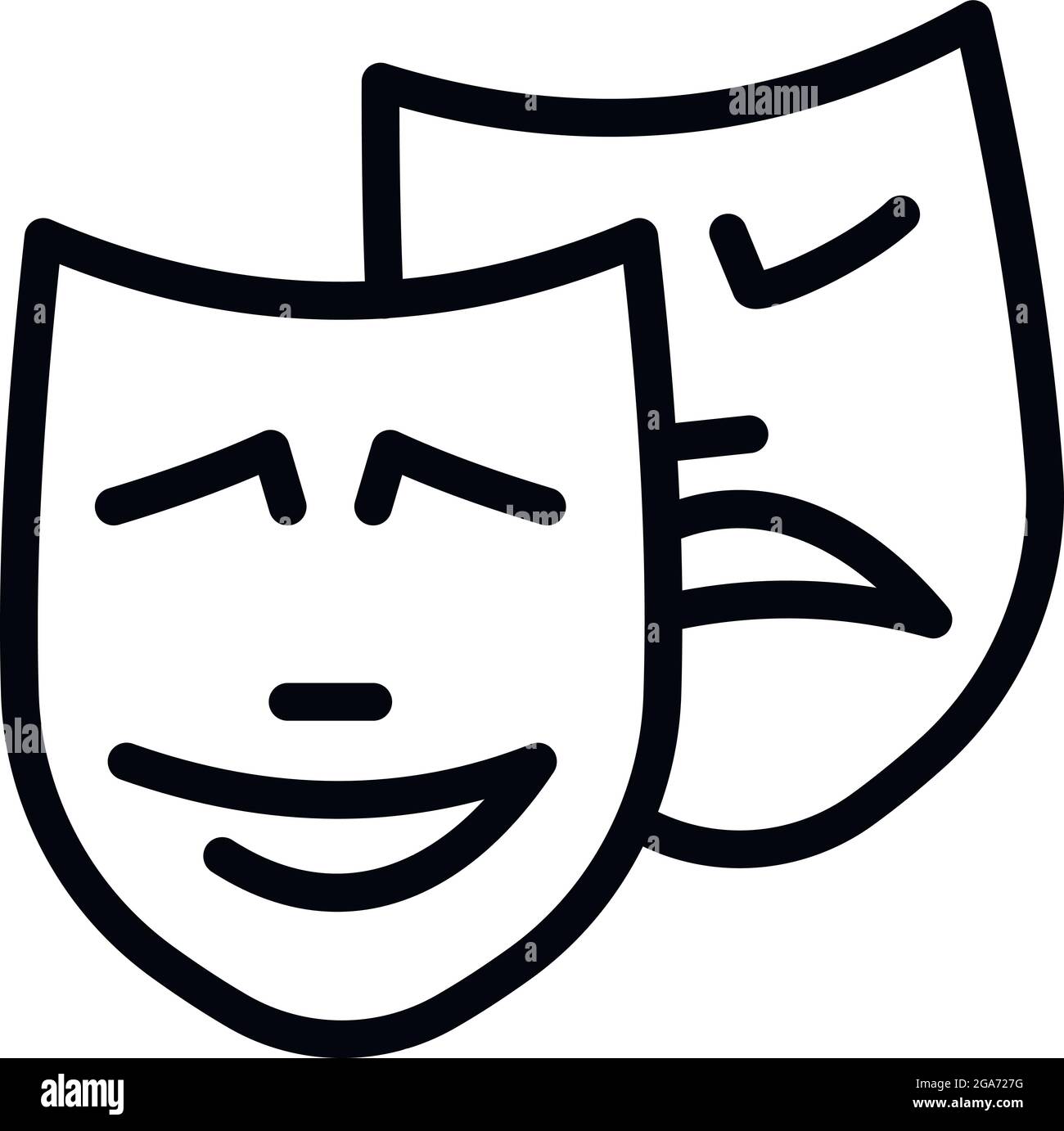 Symbol für Filmmasken. Vektorsymbol „Umriss Movie masks“ für Webdesign auf weißem Hintergrund isoliert Stock Vektor