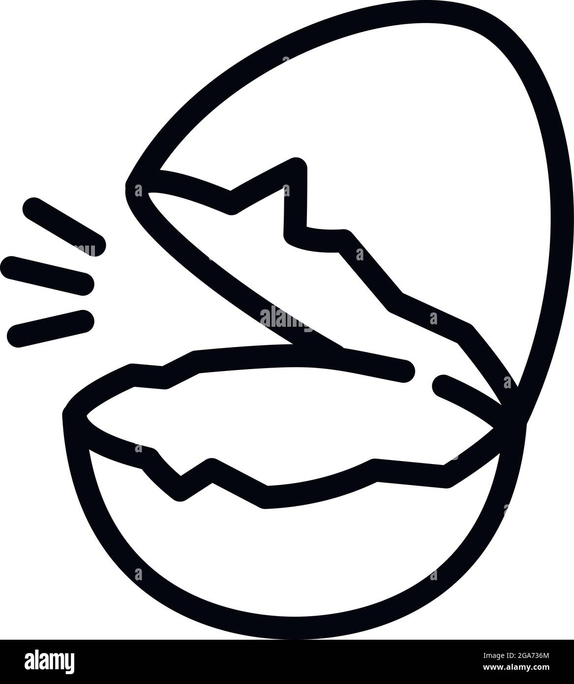 Symbol „Eierschale defekt“. Skizzieren Eggshell gebrochen Vektor-Symbol für Web-Design isoliert auf weißem Hintergrund Stock Vektor