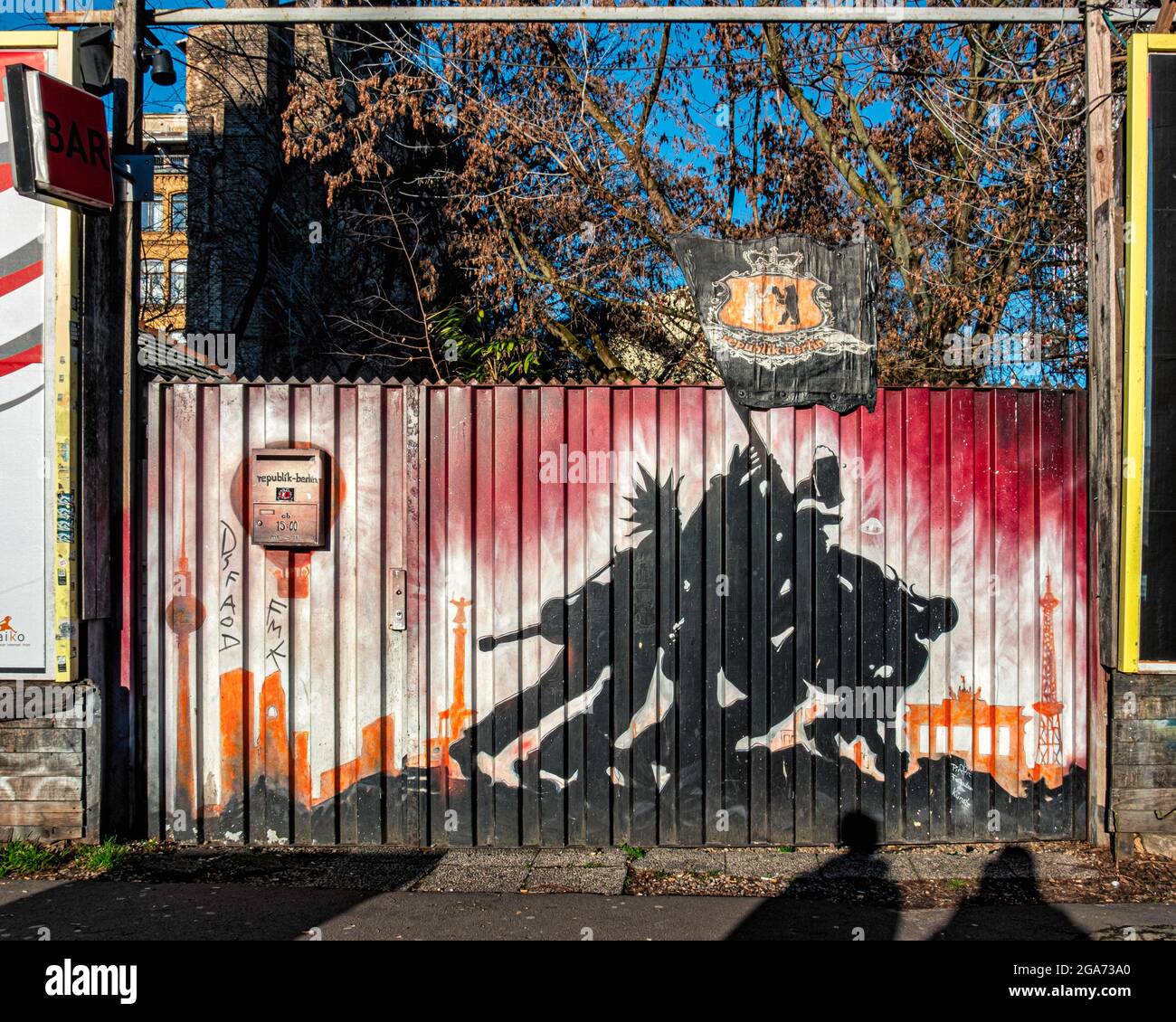 Eingang Republik Berlin, Biergarten, Köpenicker Str. 74, Mitte, Berlin Stockfoto