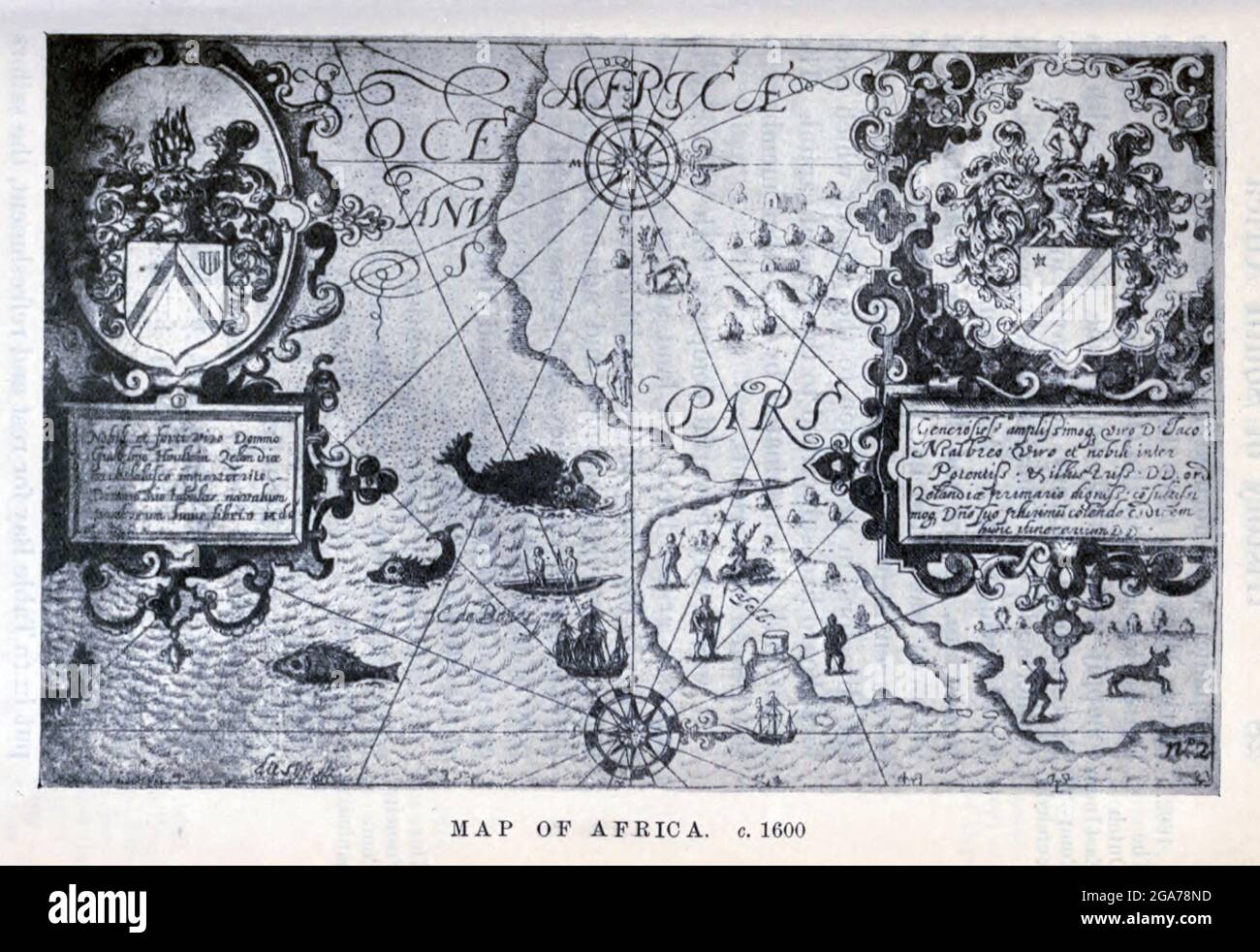 Karte von Afrika c. 1600 aus dem Buch "A History of South Africa" von Dorothea Fairbridge, herausgegeben in London von Oxford Univ. Press im Jahr 1911 Stockfoto