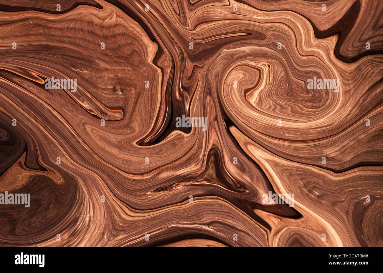 Brown Psychedelische Flüssigkeit Marmor Flüssigkeit abstrakte Kunst Hintergrund Design. Trendiger, flüssiger Marmor-Stil. Ideal für Web, Werbung, Drucke, Tapeten. Stockfoto