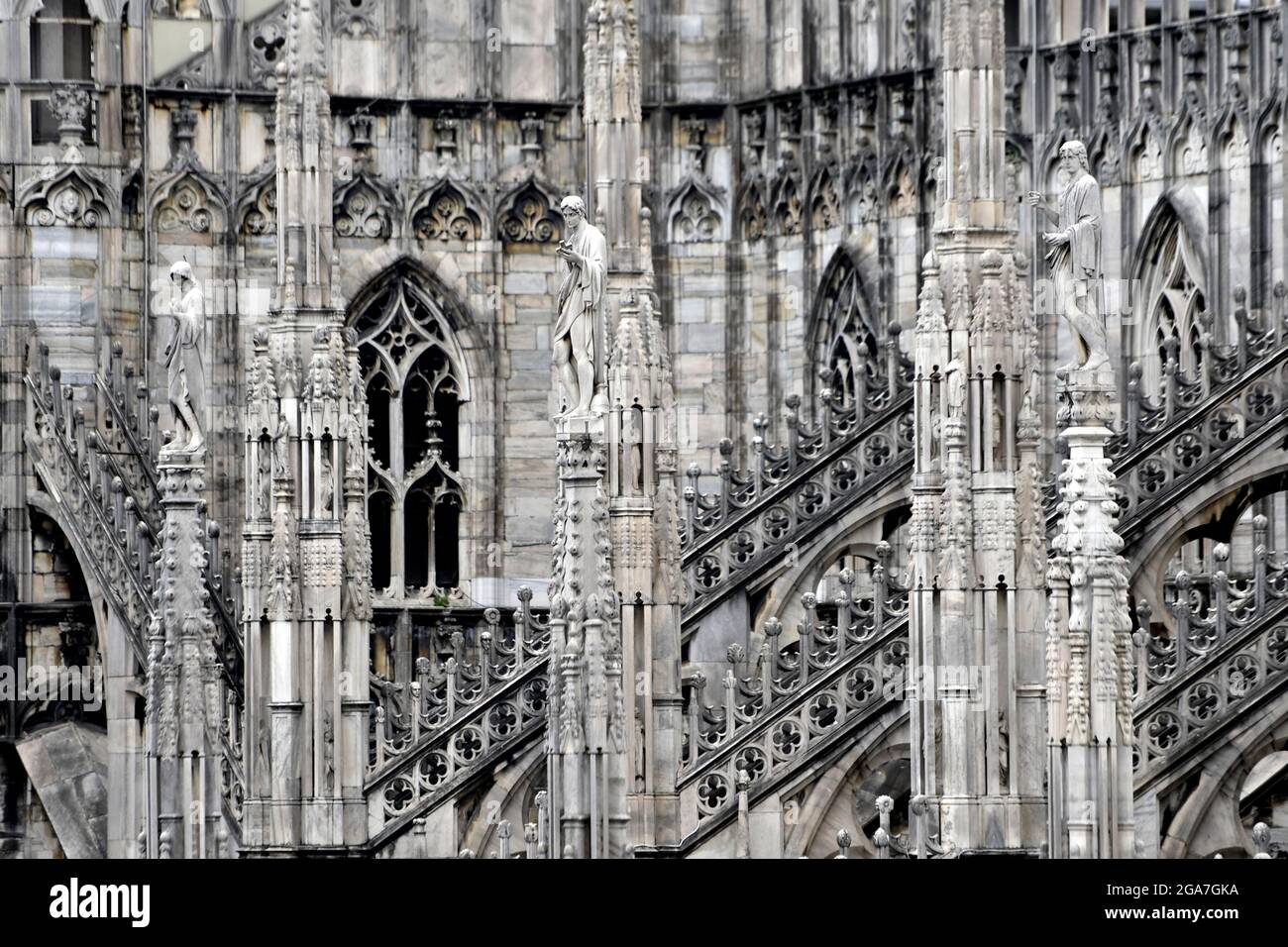 Äußeres Zierdetail der gotischen Kathedrale Duomo in Mailand. Stockfoto