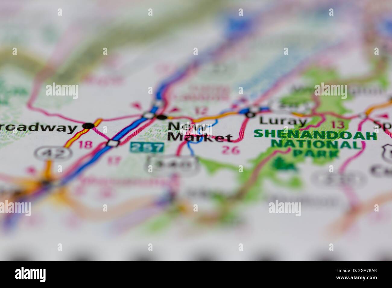New Market Virginia wird auf einer Straßenkarte oder Geografie-Karte angezeigt Stockfoto