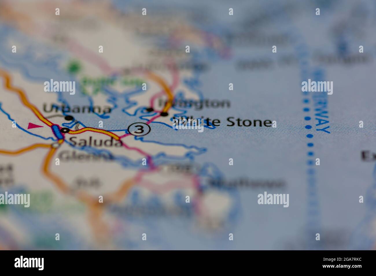 White Stone Virginia wird auf einer Straßenkarte oder Geografie-Karte angezeigt Stockfoto