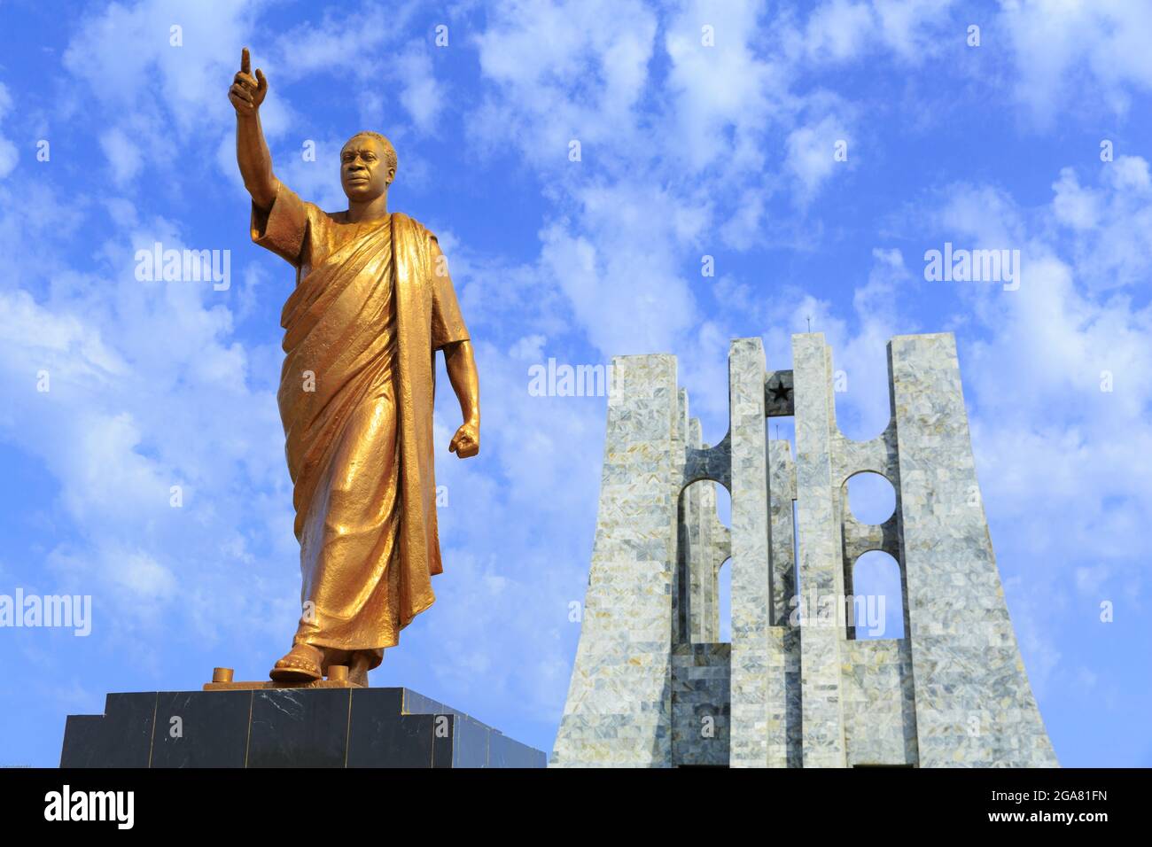 Kwame Nkrumah Memorial Park. Kwame Nkrumah Memorial Park (KNMP) ist ein Nationalpark in Accra, Ghana, benannt nach Osagyefo Dr. Kwame Nkrumah, der Foundi Stockfoto