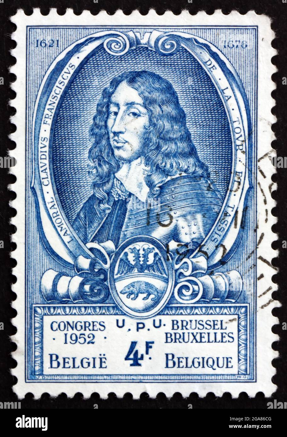 BELGIEN UM 1952 Eine in Belgien gedruckte Briefmarke zeigt Graf