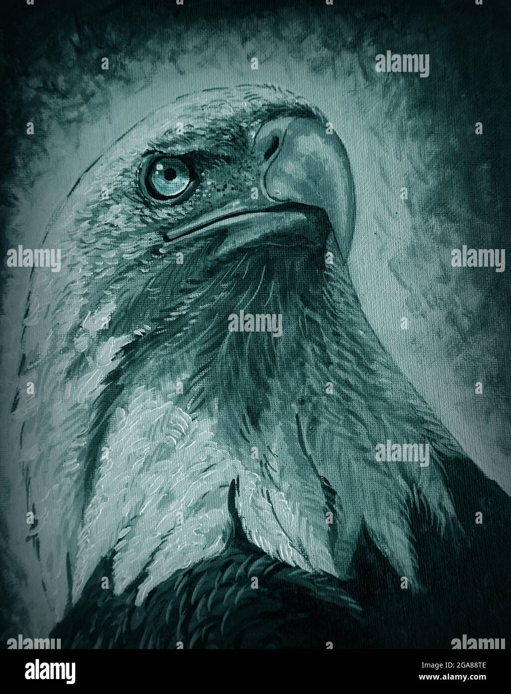 Foto von Kunst Ölgemälde Tier Adler , monochrom Stockfoto