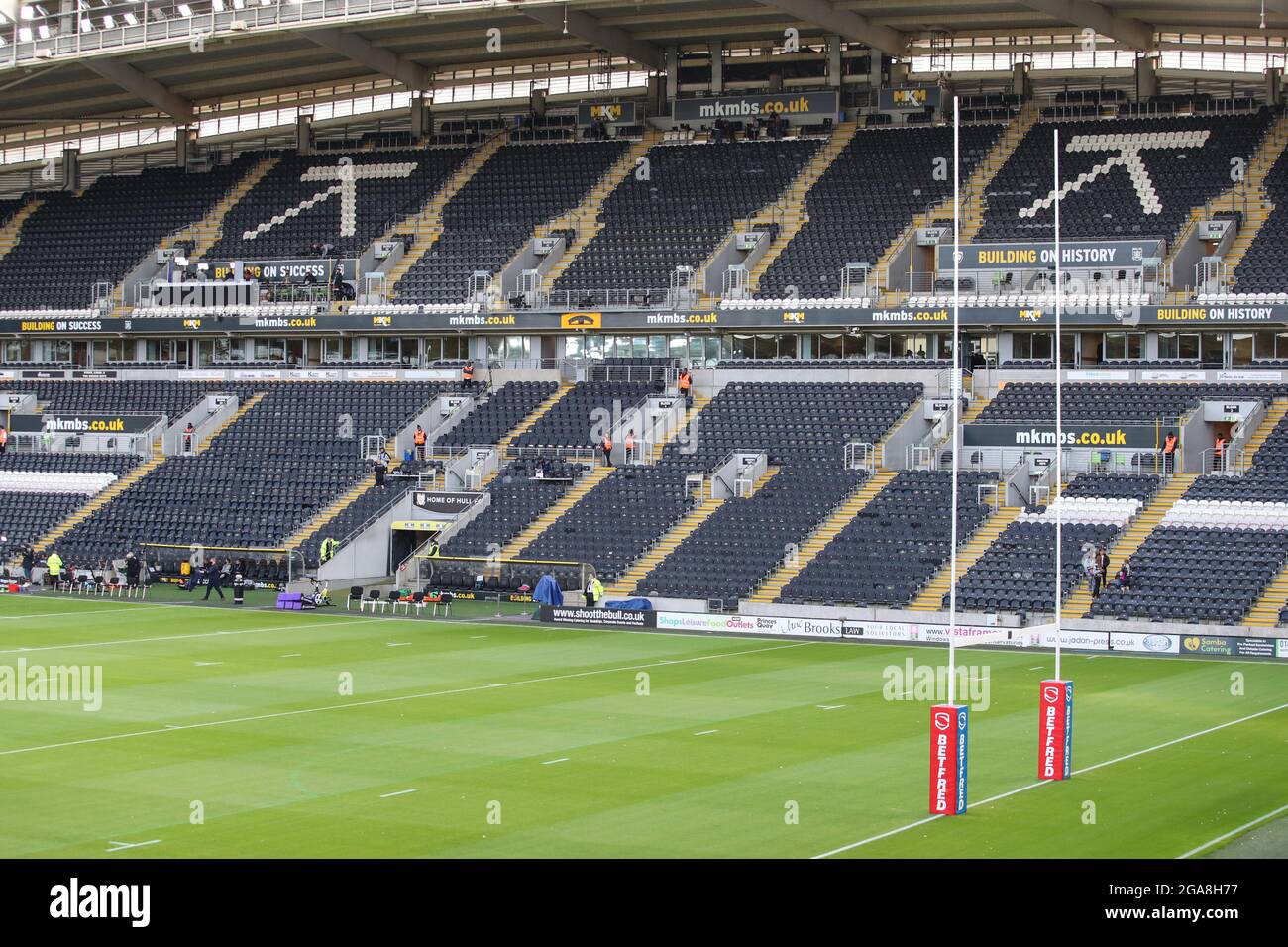 Gesamtansicht des MKM-Stadions vor dem Hull FC gegen Leeds Rhinos in, am 7/29/2021. (Foto von David Greaves/News Images/Sipa USA) Quelle: SIPA USA/Alamy Live News Stockfoto