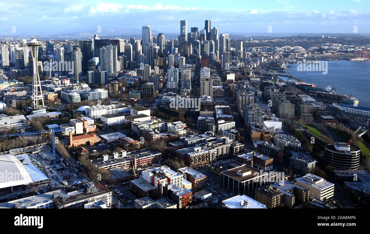 LUFTAUFNAHMEN VON SEATTLE Stockfoto