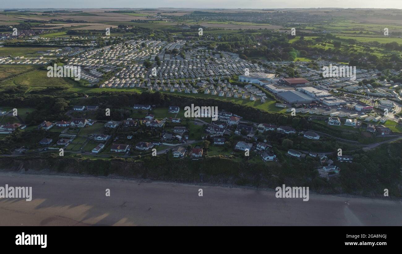 Haven Primrose Valley Caravan Park aus der Luft Drohne Luftaufnahmen Fotografie Stockfoto
