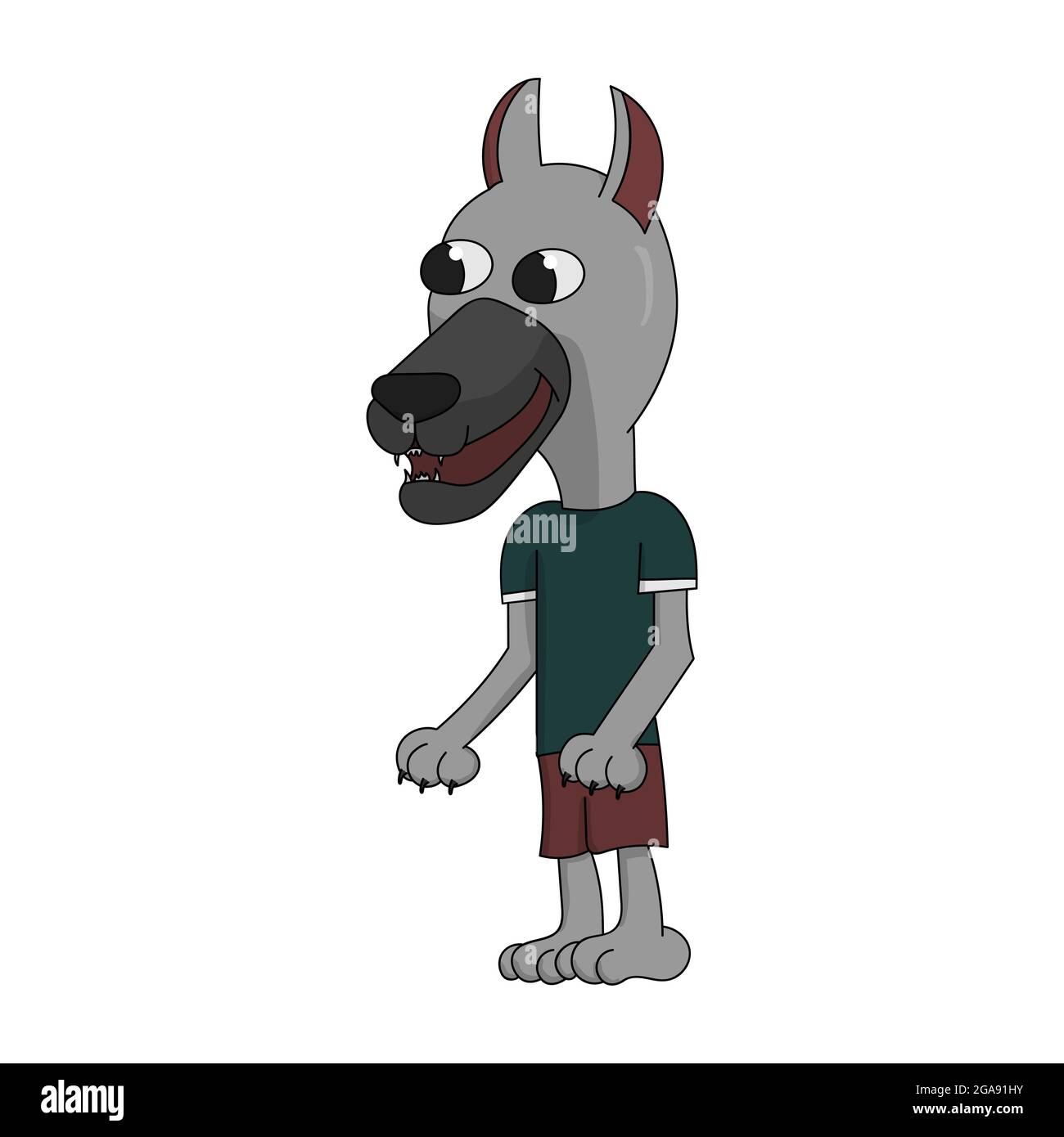 Cartoon Wolf. Weißer Hintergrund isoliert Vektor-Illustration Stock Vektor