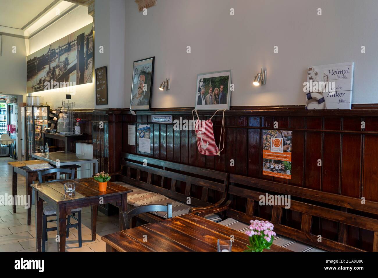 Restaurant, Café zum Anker, tatortkommissar Horst Schimanski Kultlokal, Hafenbezirk Duisburg-Ruhrort, NRW, Deutschland, Stockfoto