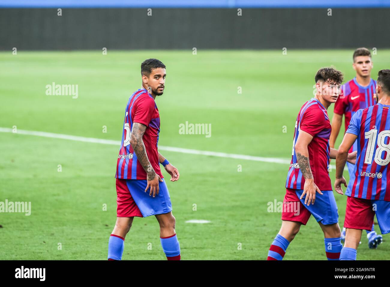 Barcelona, Spanien. Juli 2021. Matheus Pereira (FC Barcelona B) während des Freundschaftsspiel zwischen dem FC Barcelona B und FE Grama im Johan Cruyff Stadium (Endstand: CA Barcelona B 6-0 FE Grama) Credit: SOPA Images Limited/Alamy Live News Stockfoto