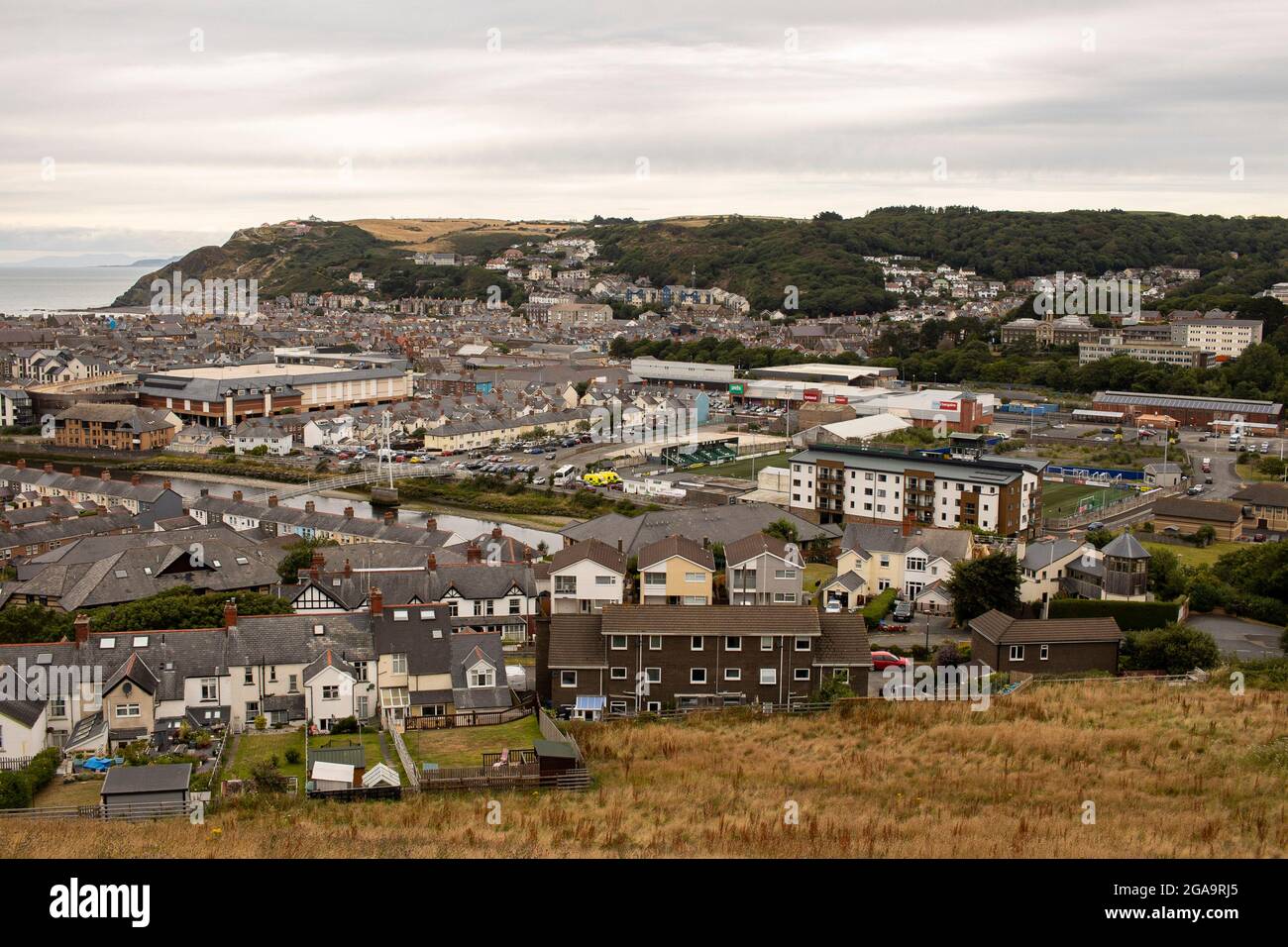 Aberystwyth, Großbritannien. Juli 2021. Allgemeiner Blick auf die Park Avenue. Connahs Quay gegen FC Prishtina in der zweiten Qualifikationsrunde der UEFA Europa Conference League am 29. Juli 2021 in der Park Avenue. Quelle: Lewis Mitchell/Alamy Live News Stockfoto