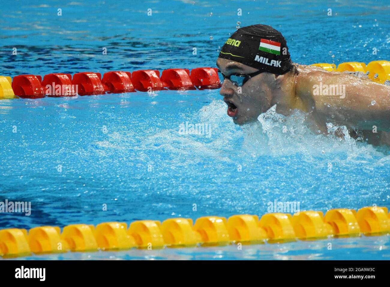 Tokio, Giappone. Juli 2021. Kristof Milak (HUN) Olympiasiegerin des 200-m-Schmetterlings der Männer, während der Olympischen Spiele Tokio 2020, Schwimmen, am 28. Juli 2021 im Aquatikzentrum von Tokio, in Tokio, Japan - Foto Yoann Cambefort/Marti Media/DPPI Credit: Independent Photo Agency/Alamy Live News Credit: Independent Photo Agency/Alamy Live News Stockfoto