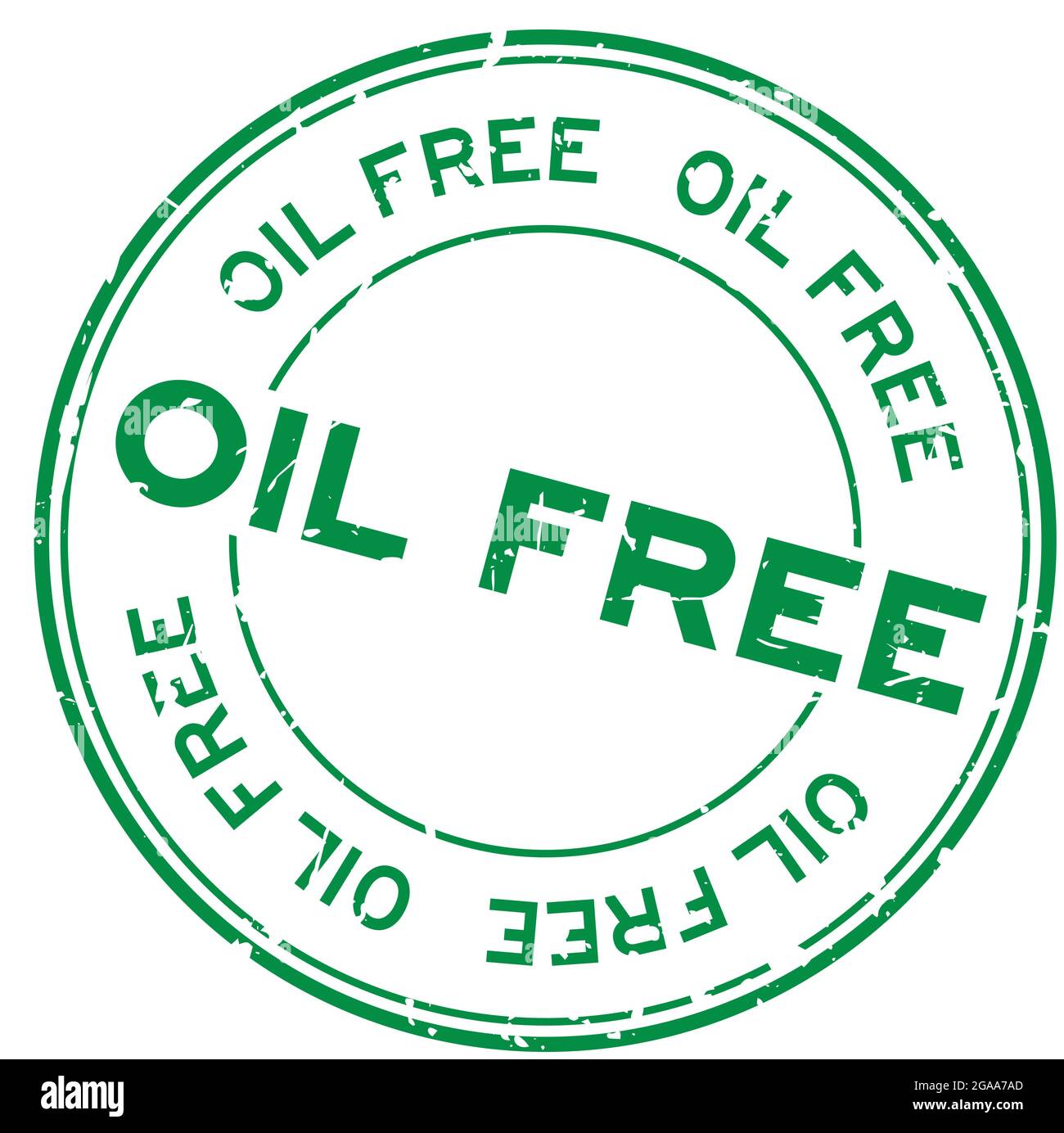 Grunge grün ölfrei Wort rund Gummi-Siegel-Stempel auf weißem Hintergrund Stock Vektor