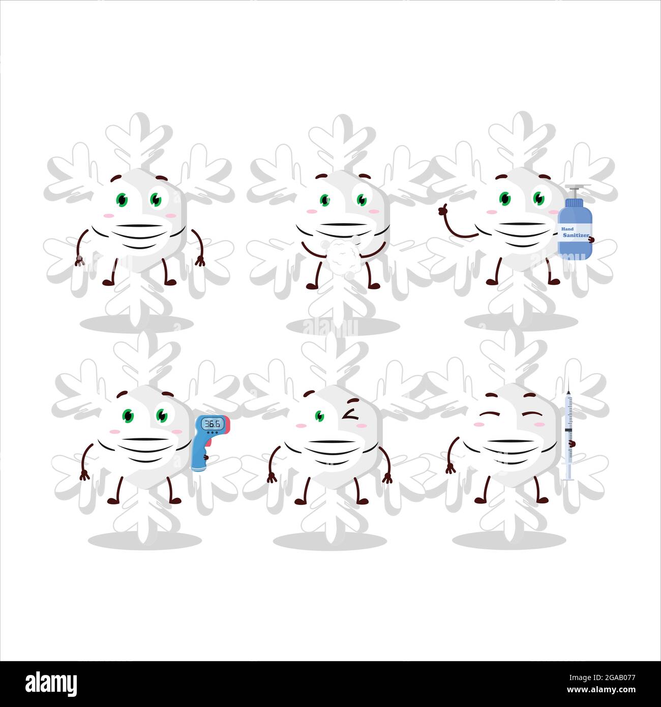Ein Bild von Schneeflocken Cartoon-Design-Stil halten gesund während einer Pandemie. Vektorgrafik Stock Vektor