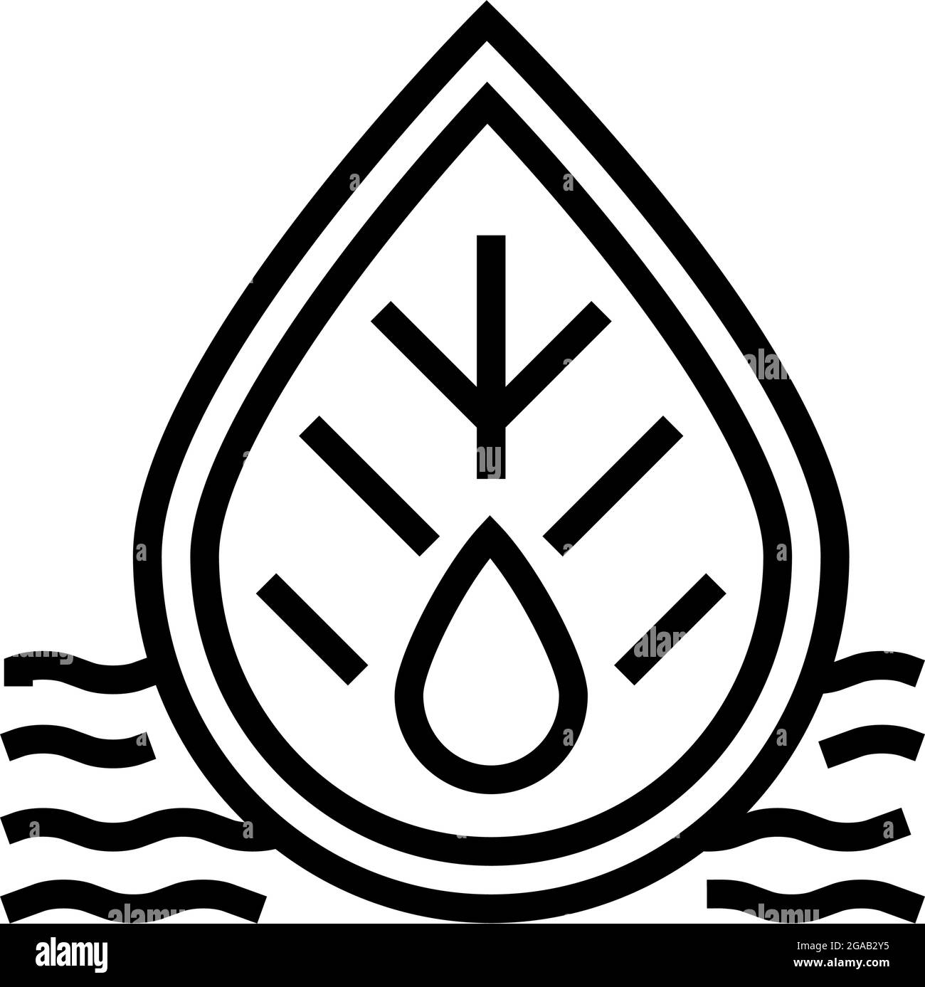 Abbildung des Symbols für die Qualität des Abwassers und der umgebenden Wasserlinie Stock Vektor