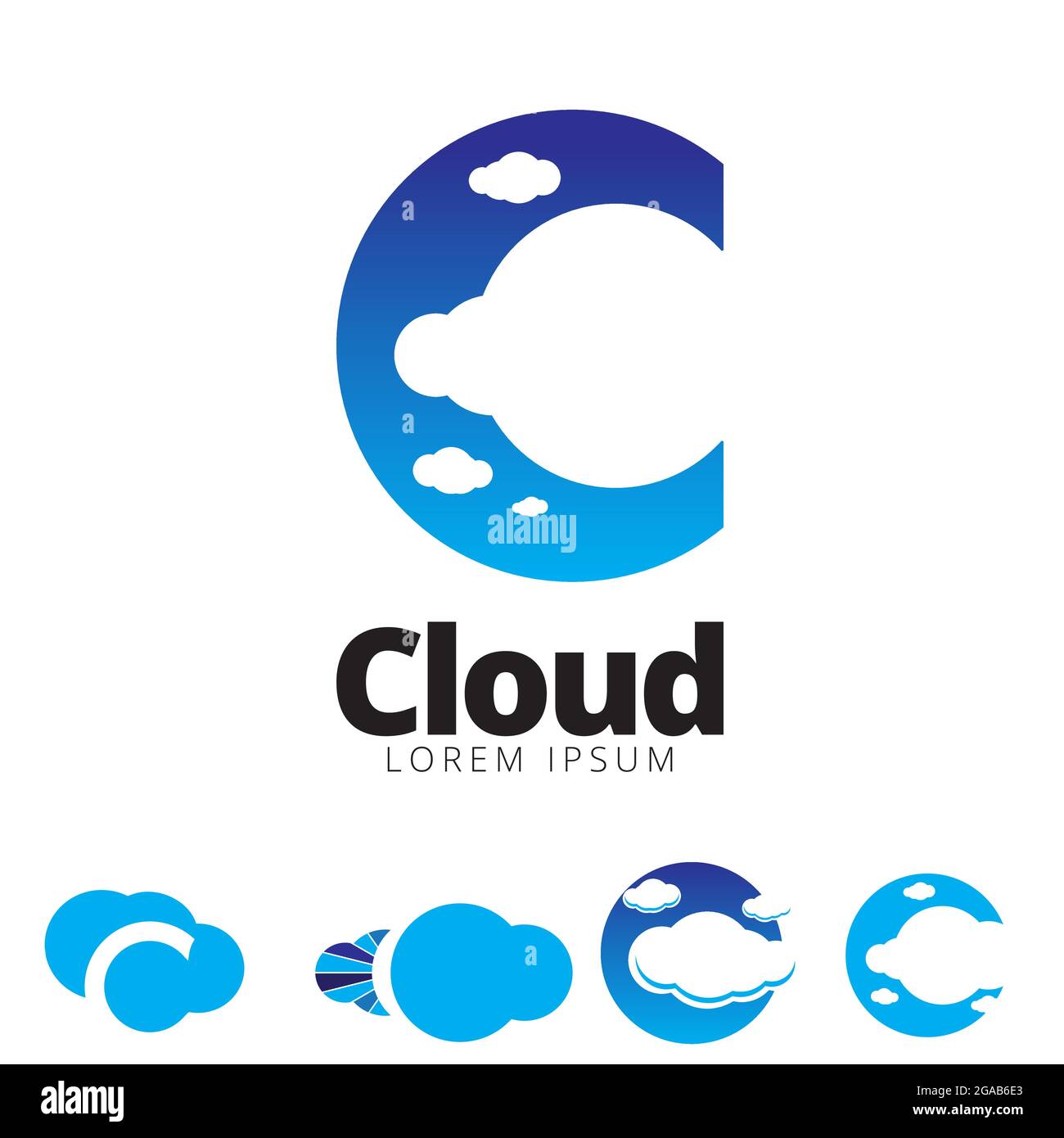 C-Letter-basiertes Cloud-Initialsymbok Stock Vektor